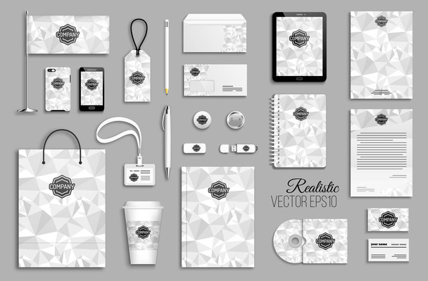 Corporate identity template set. Business stationery mock-up with logo. Branding design. Geometric background. - Διάνυσμα, εικόνα