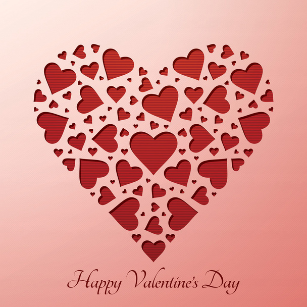 Сердце на день Святого Валентина на бумажной карточке
 - Вектор,изображение