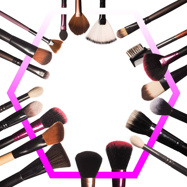 makeup brushes isolated on a white background - Photo, Image