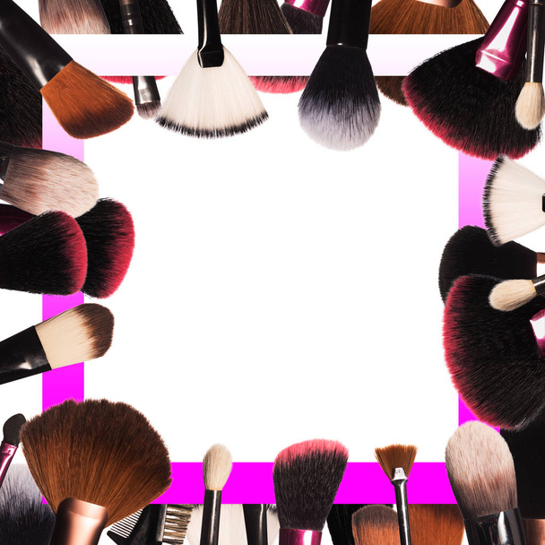 makeup brushes isolated on a white background - Photo, Image