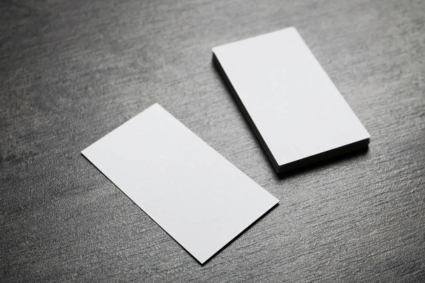 Blank business cards on grey background - Фото, изображение