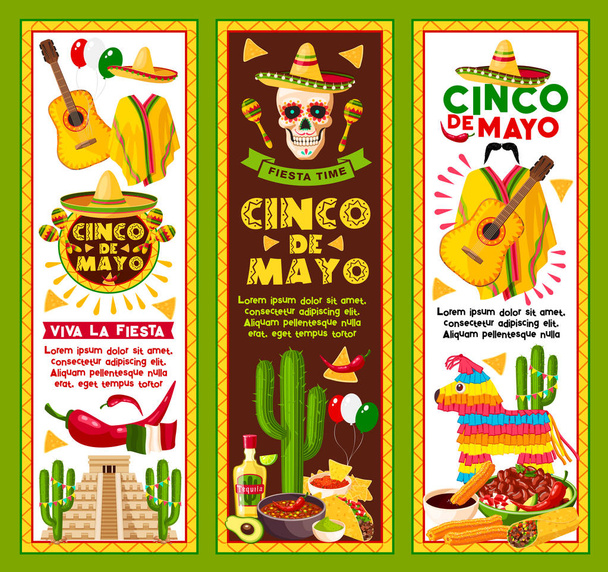 Wektor banery dla Cinco de Mayo meksykańskie wakacje - Wektor, obraz