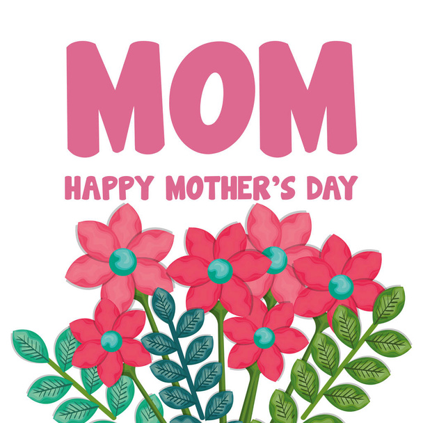Glückliche Muttertagskarte mit Blumenschmuck - Vektor, Bild