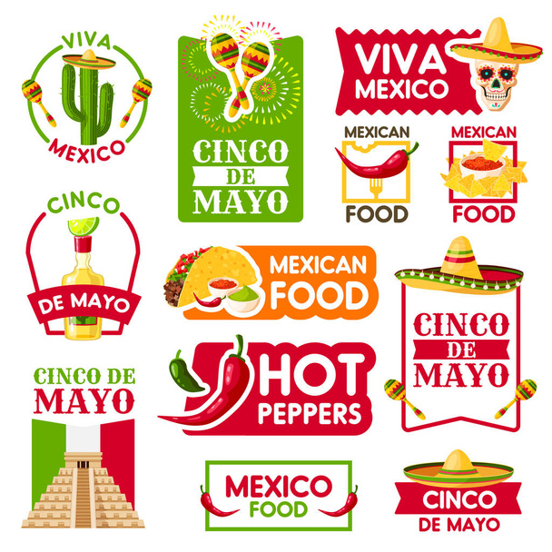 Icone vettoriali messicane per la vacanza Cinco de Mayo
 - Vettoriali, immagini