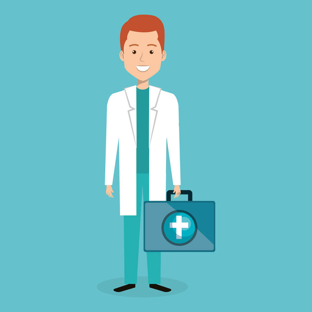 male doctor with medical kit - Vector, Image