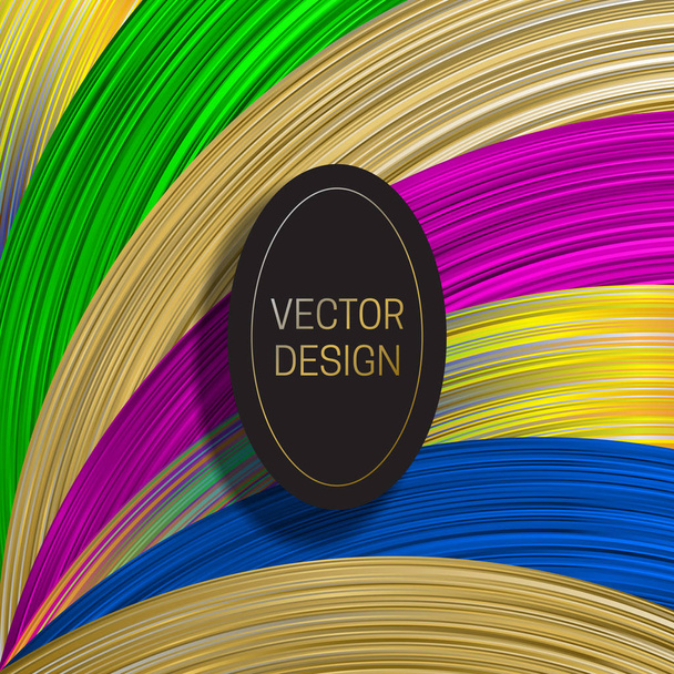 Elliptic frame on saturated colorful background. Trendy holographic packaging design or cover template. - Vecteur, image