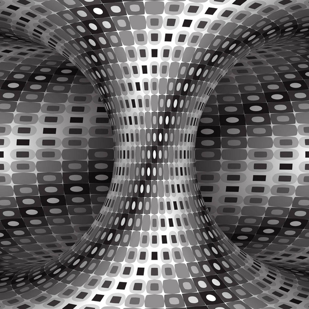 Hiperboloide plateado estampado en espiral. Ilustración de ilusión óptica vectorial
. - Vector, imagen
