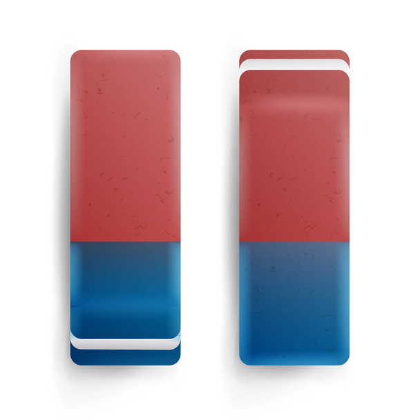 Realistic Eraser Isolated Vector. School Blue Orange Rubber Icon. Isolated Illustration - Vector, Image