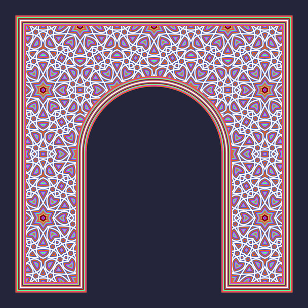 Візерунковий арочний каркас у східному традиційному стилі. Барвиста арка для дизайну вітальних листівок
. - Вектор, зображення