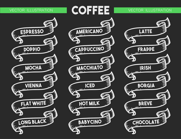 Набор значков меню кофе
 - Вектор,изображение