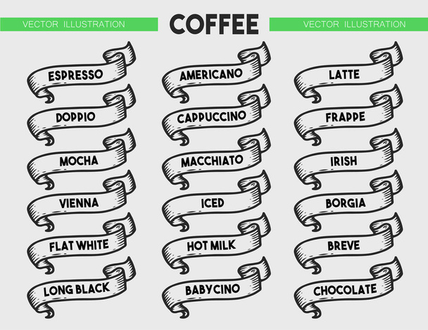 Coffee menu icon set - Vector, Image