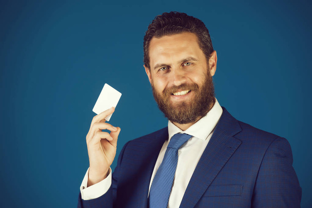 business ethics, credit and savings, card in hand of man - Fotoğraf, Görsel