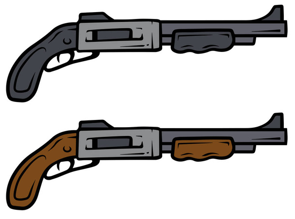 Cartoon Schrotflinten Vektor Waffensymbole - Vektor, Bild