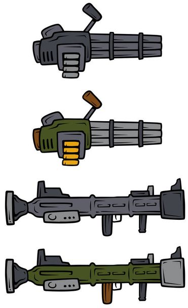 Cartoon mitrailleuses et icônes vectorielles bazooka
 - Vecteur, image