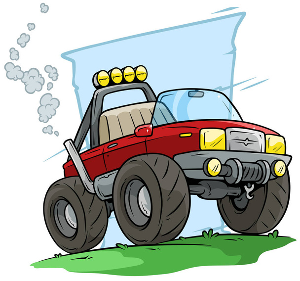 Γελοιογραφία κόκκινο εκτός οδού monster truck - Διάνυσμα, εικόνα