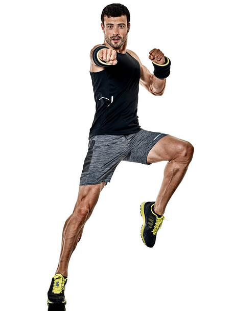 ο άνθρωπος cardio πυγμαχία ασκήσεις γυμναστικής απομονωμένες - Φωτογραφία, εικόνα