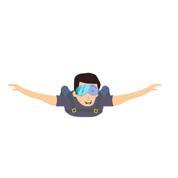 Skydiver man flying. Vector character illustration. Sky diving cartoon sportsman. - Vector, Image