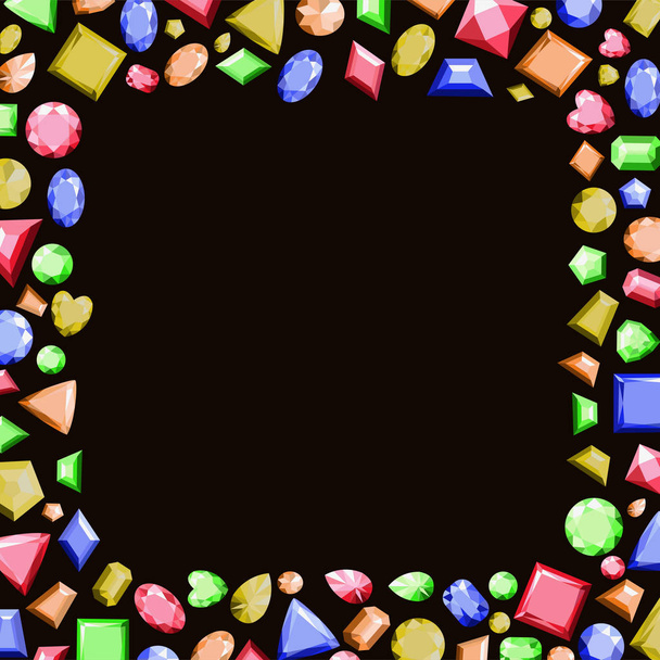 Een frame uit multi-gekleurde edelstenen van verschillende vormen.  - Vector, afbeelding