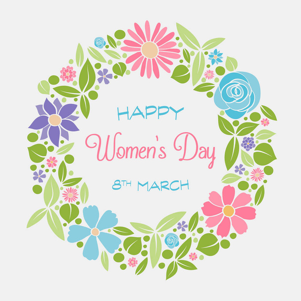 Cute card for Women's Day with cartoon flowers. Vector. - Vector, Image