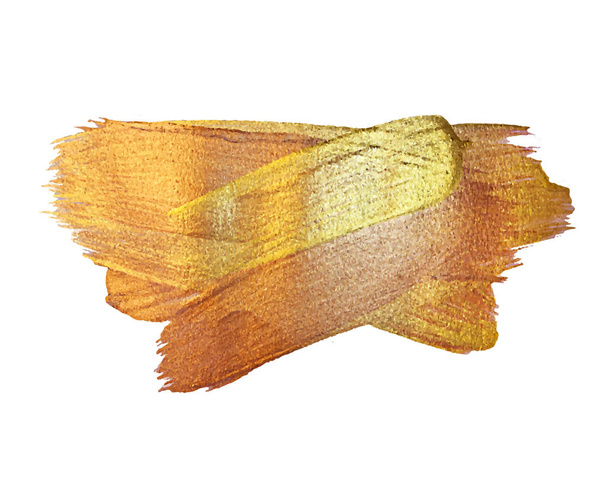 Gold Texture Paint Stain Illustration. Hand drawn brush stroke vector design element - Vector, Image