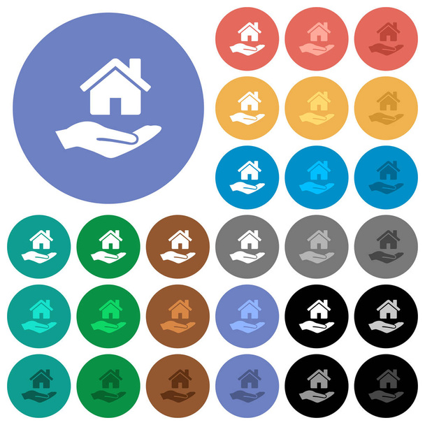 Home insurance round flat multi colored icons - Vector, Image