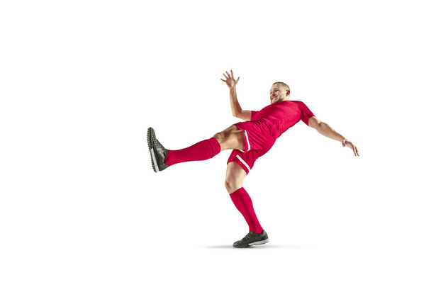 Soccer voetballer geïsoleerd op witte achtergrond - Foto, afbeelding