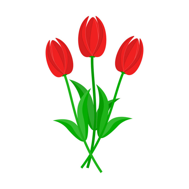 赤いチューリップの花束。ベクトル図. - ベクター画像