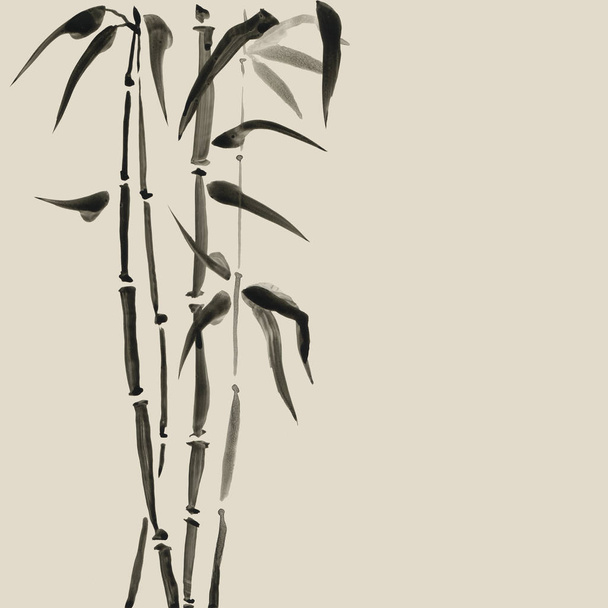 Bambù in stile giapponese. Illustrazione pittura a mano acquerello
 - Foto, immagini
