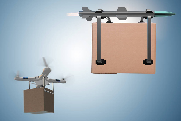 Vários métodos de entrega modernos com foguetes e drone - Foto, Imagem