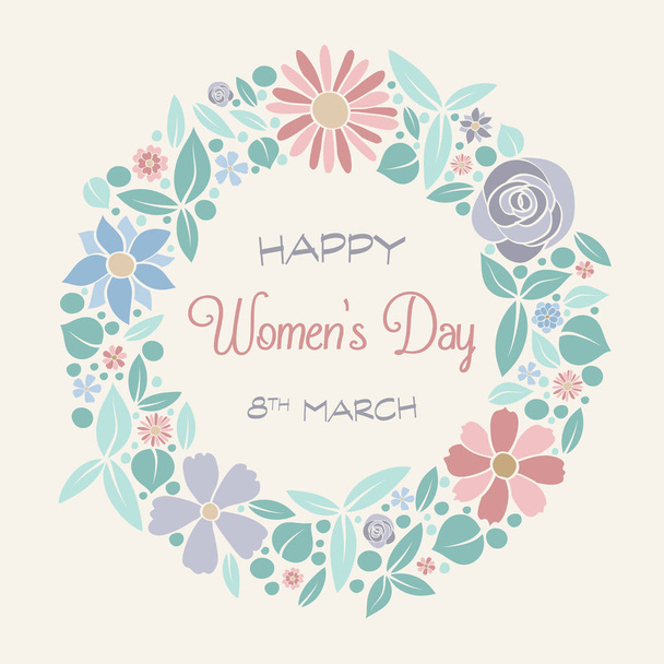 International Women's Day - design of a banner with hand drawn flowers and greetings. Vector. - Vektor, kép