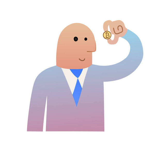 This is an illustration of businessman with bitcoin - Vector, Image