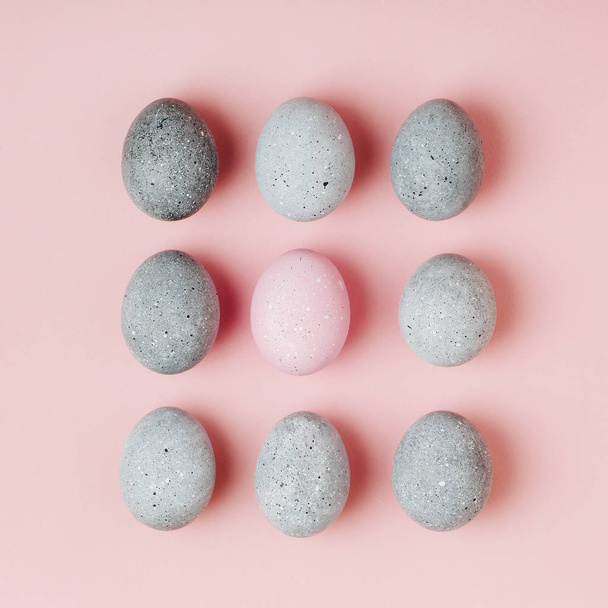 Stylish Set of  easter eggs isolated on pink background Ester concept - Foto, Bild