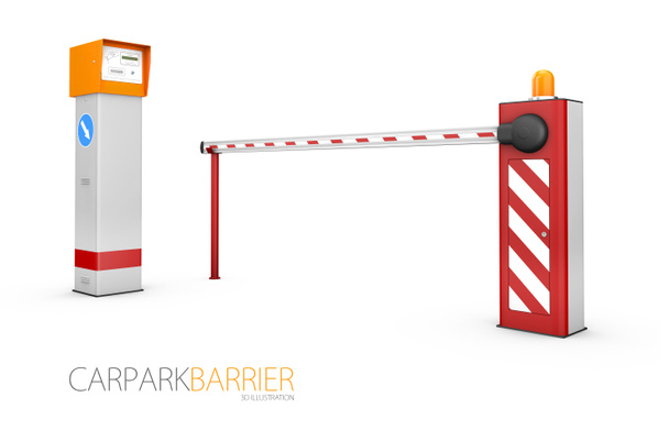 3d Illustrazione della barriera sul parcheggio auto
 - Foto, immagini