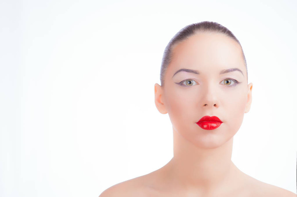 Young girl with red lips - Photo, Image