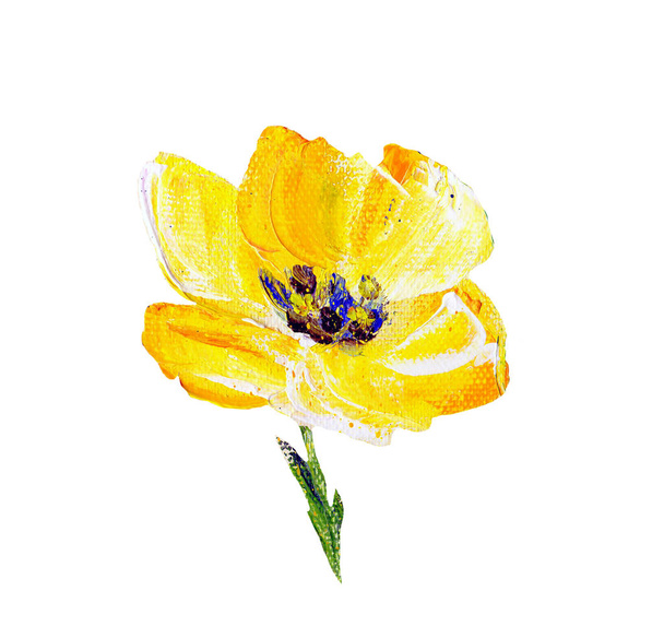 Handgeschilderde moderne stijl gele bloem - Foto, afbeelding