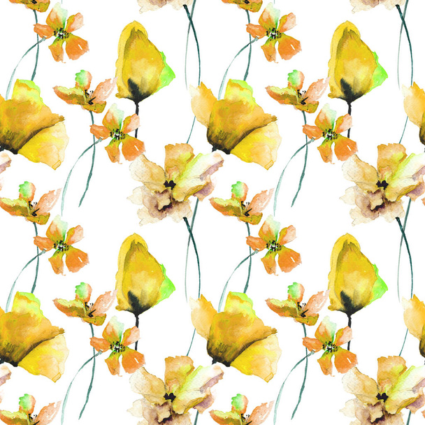 Seamless pattern with summer flowers - Foto, Imagem