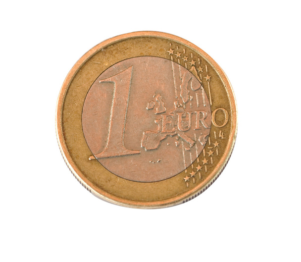 Eén euro op witte achtergrond - Foto, afbeelding
