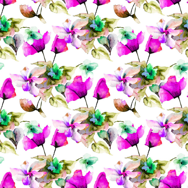 Seamless pattern with Colorful wild flowers - Photo, Image