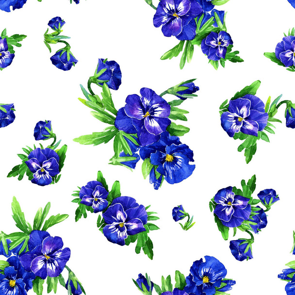 Seamless pattern of watercolor violet flowers. - Photo, Image