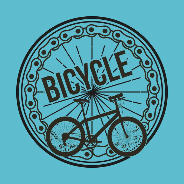 bicycle wheel chain transport blue design - Vector, afbeelding