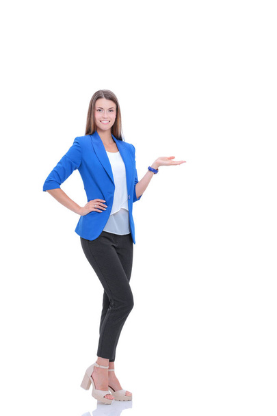 Portrait of young business woman pointing - Zdjęcie, obraz