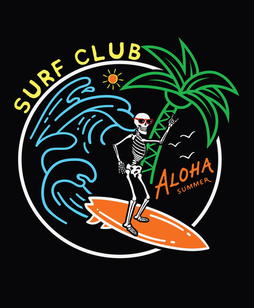 Surf typography for t-shirt print. Vector illustration - Vector, Image