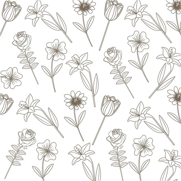 図面の花の装飾パターン - ベクター画像