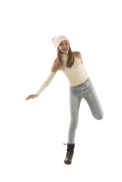 Teenage girl posing in studio on white background - Foto, Bild