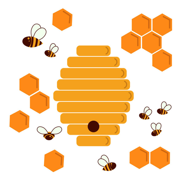 Icon bee hive. Hexagon natural honey struct - Vector, Image