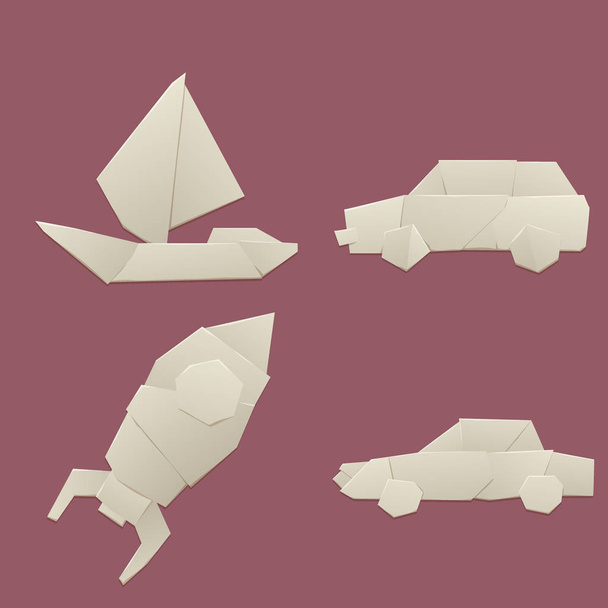 Origami logistinen paperi kuljetus käsite alkuperäinen tasainen matka paperi arkki kuljetus vapaus vektori kuva
. - Vektori, kuva