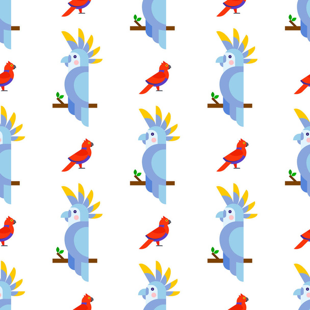 Loros aves patrón sin costura animal naturaleza tropical periquitos educación colorido mascota vector ilustración
 - Vector, Imagen