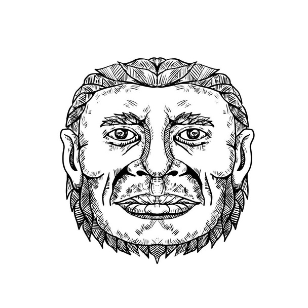 Neanderthal cabeza masculina Doodle arte
 - Vector, imagen