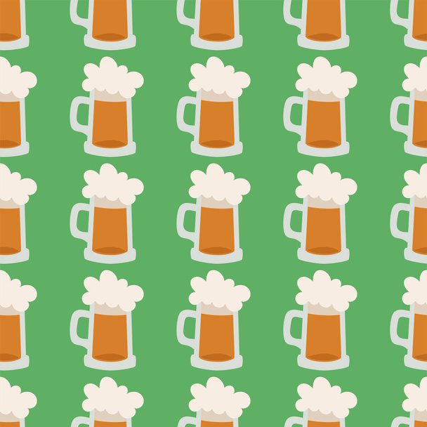 Beer glass vector seamless pattern celebration refreshment brewery oktoberfest background. - Vector, Image