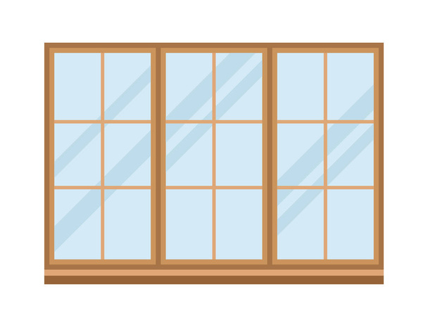 Huis windows-elementen vlakke stijl glas frames bouw decoratie appartement vectorillustratie. - Vector, afbeelding